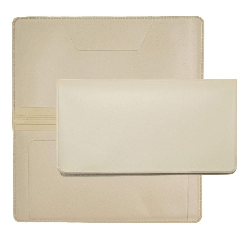CAROUSELCHECKS Beige Vinyl Checkbook Cover, Top Tear Personal Vinyl Checkbook Cover - Image 3